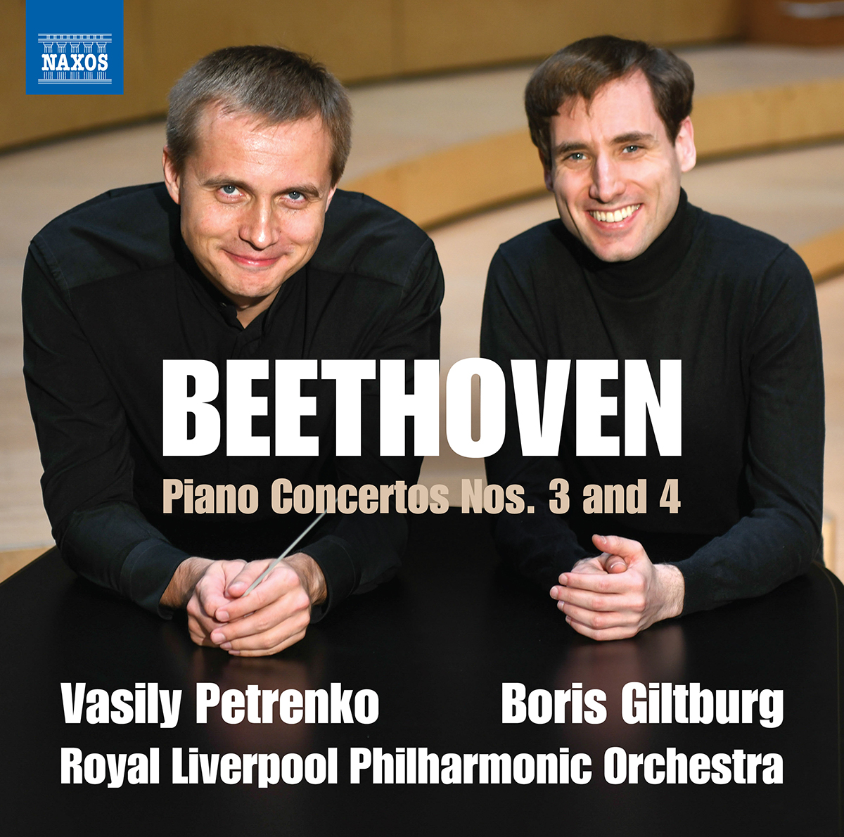 Vasily Petrenko and Boris Giltburg portrait for Beethoven Piano Concertos 3 & 4 album cover